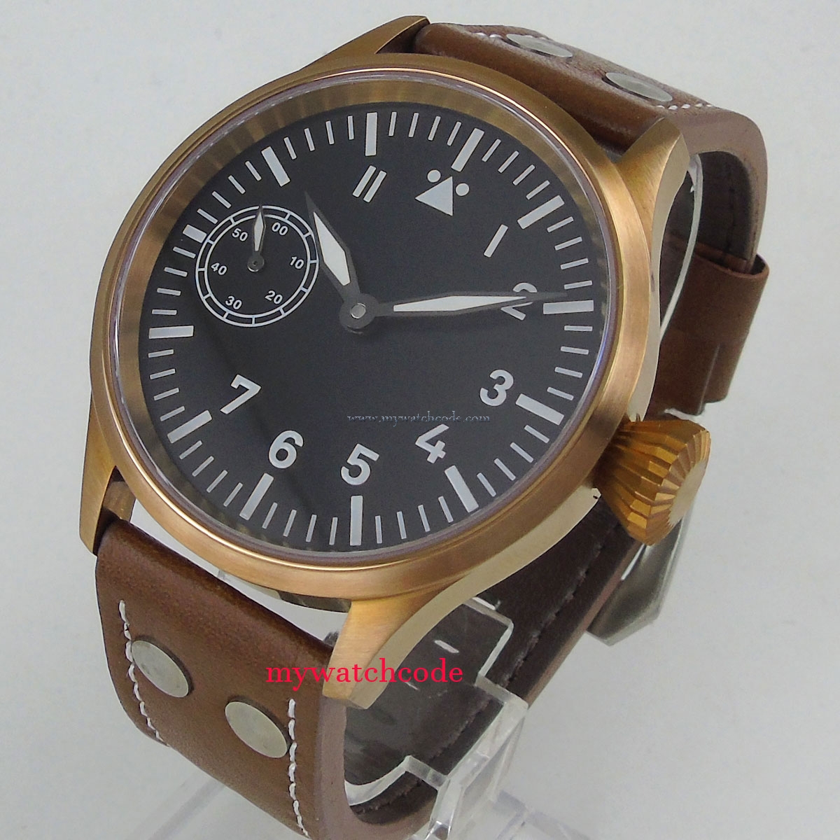 Corgeut 44MM Black Sterile Dial Bronze Plated Case Luminous Hands